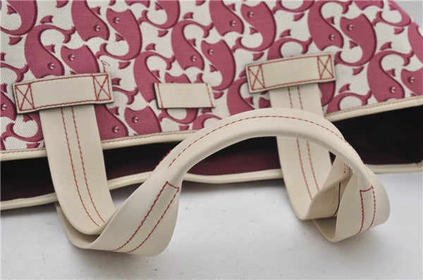 Authentic GUCCI Vintage Shoulder Tote Bag Canvas Leather Bordeaux Ivory 2942E