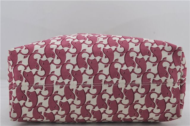 Authentic GUCCI Vintage Shoulder Tote Bag Canvas Leather Bordeaux Ivory 2942E