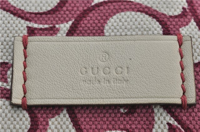 Authentic GUCCI Vintage Shoulder Tote Bag Canvas Leather Bordeaux Ivory 2942E