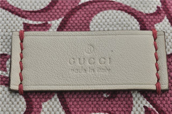 Authentic GUCCI Vintage Shoulder Tote Bag Canvas Leather Bordeaux Ivory 2942E