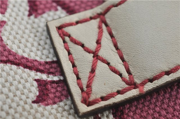 Authentic GUCCI Vintage Shoulder Tote Bag Canvas Leather Bordeaux Ivory 2942E