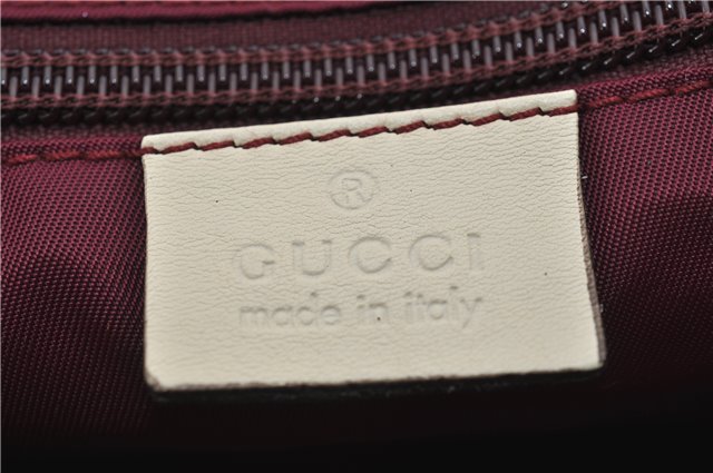 Authentic GUCCI Vintage Shoulder Tote Bag Canvas Leather Bordeaux Ivory 2942E