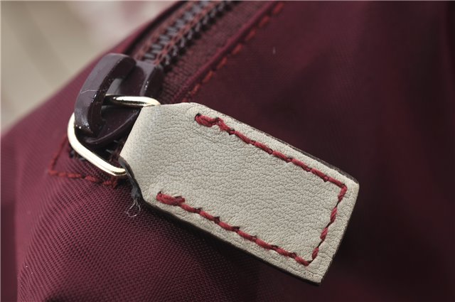 Authentic GUCCI Vintage Shoulder Tote Bag Canvas Leather Bordeaux Ivory 2942E