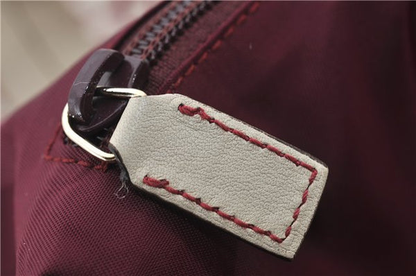 Authentic GUCCI Vintage Shoulder Tote Bag Canvas Leather Bordeaux Ivory 2942E