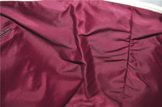 Authentic GUCCI Vintage Shoulder Tote Bag Canvas Leather Bordeaux Ivory 2942E