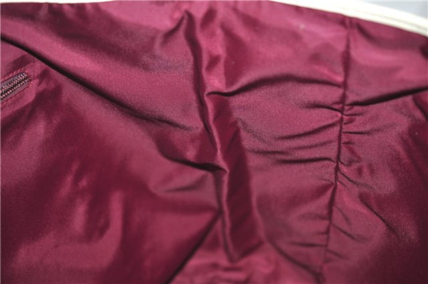 Authentic GUCCI Vintage Shoulder Tote Bag Canvas Leather Bordeaux Ivory 2942E