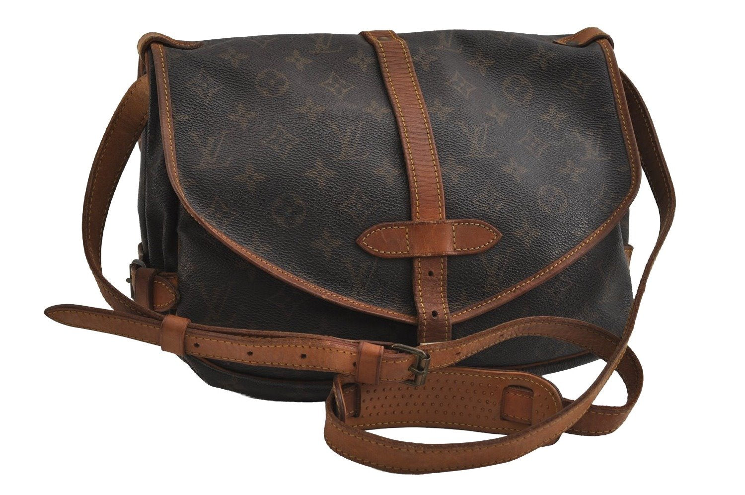 Authentic Louis Vuitton Monogram Saumur 30 Shoulder Cross Bag M42256 LV 2944I