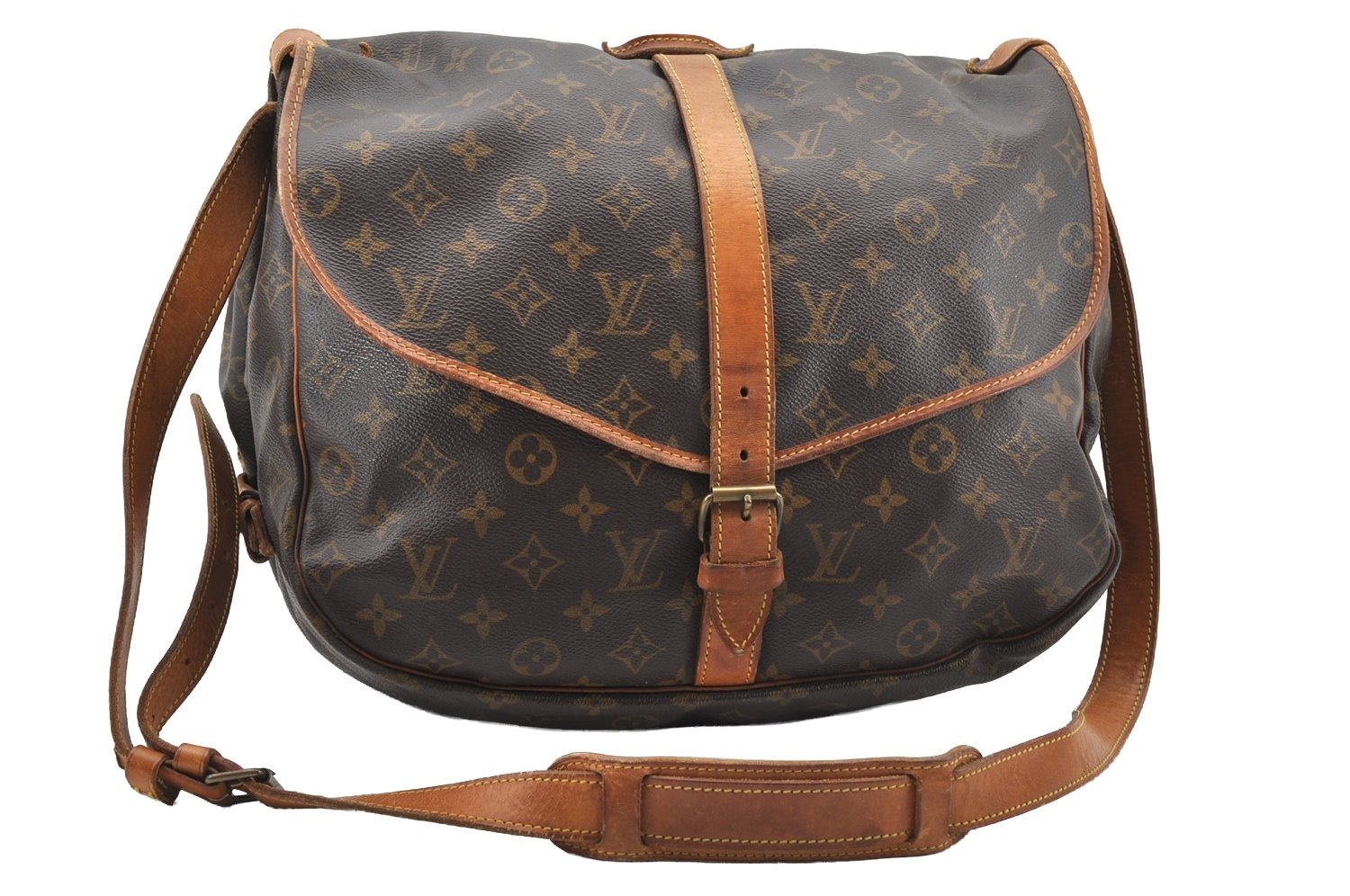 Authentic Louis Vuitton Monogram Saumur 35 Shoulder Cross Bag M42254 LV 2945I