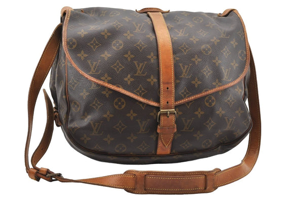 Authentic Louis Vuitton Monogram Saumur 35 Shoulder Cross Bag M42254 LV 2945I