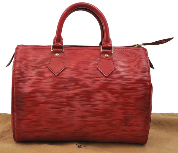 Authentic Louis Vuitton Epi Speedy 25 Hand Boston Bag Red M43017 LV 2948E