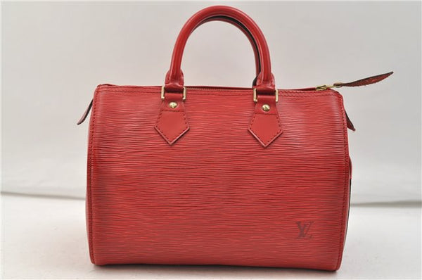 Authentic Louis Vuitton Epi Speedy 25 Hand Boston Bag Red M43017 LV 2948E