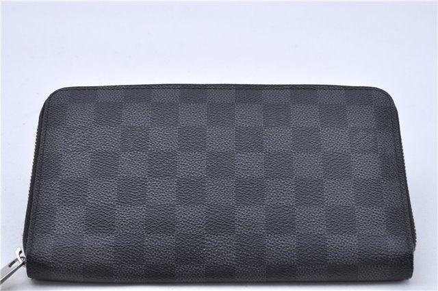 Authentic Louis Vuitton Damier Graphite Zippy Organizer Wallet N63077 LV 2948F