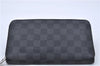 Authentic Louis Vuitton Damier Graphite Zippy Organizer Wallet N63077 LV 2948F