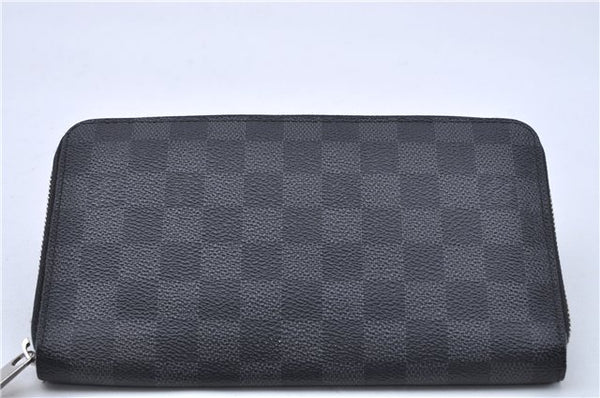 Authentic Louis Vuitton Damier Graphite Zippy Organizer Wallet N63077 LV 2948F
