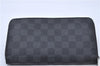 Authentic Louis Vuitton Damier Graphite Zippy Organizer Wallet N63077 LV 2948F