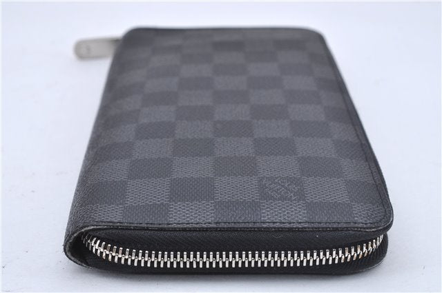 Authentic Louis Vuitton Damier Graphite Zippy Organizer Wallet N63077 LV 2948F