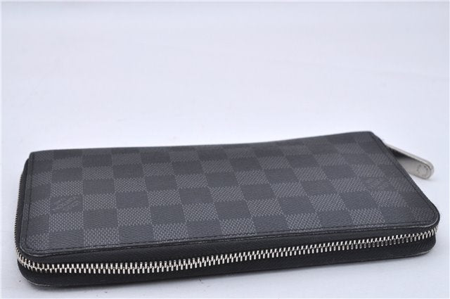 Authentic Louis Vuitton Damier Graphite Zippy Organizer Wallet N63077 LV 2948F