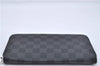 Authentic Louis Vuitton Damier Graphite Zippy Organizer Wallet N63077 LV 2948F