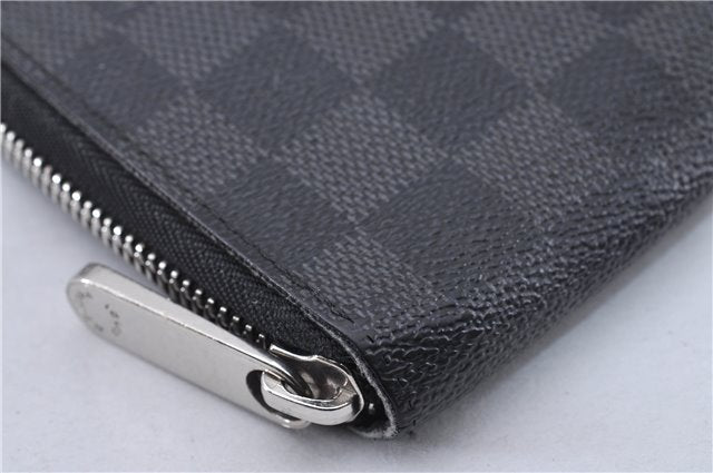 Authentic Louis Vuitton Damier Graphite Zippy Organizer Wallet N63077 LV 2948F