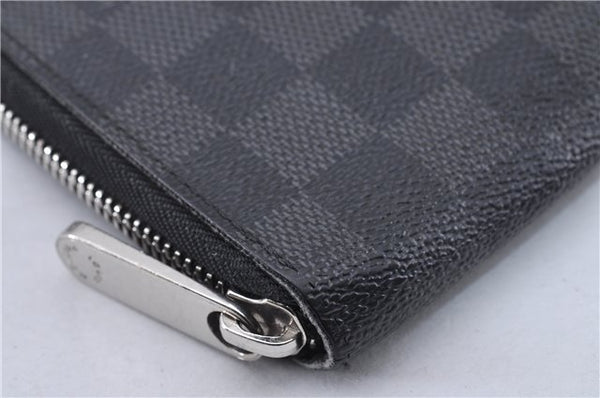 Authentic Louis Vuitton Damier Graphite Zippy Organizer Wallet N63077 LV 2948F