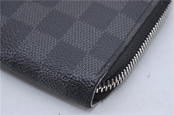 Authentic Louis Vuitton Damier Graphite Zippy Organizer Wallet N63077 LV 2948F