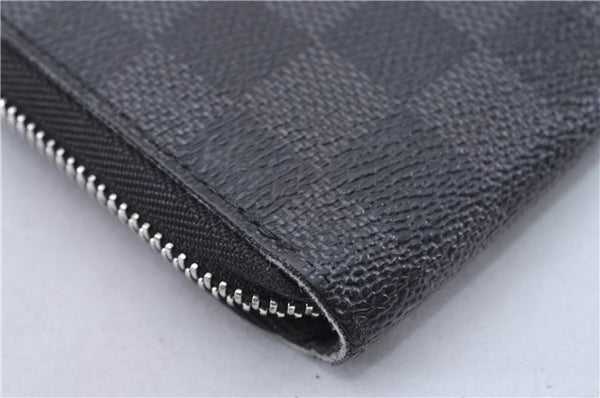 Authentic Louis Vuitton Damier Graphite Zippy Organizer Wallet N63077 LV 2948F