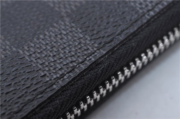 Authentic Louis Vuitton Damier Graphite Zippy Organizer Wallet N63077 LV 2948F