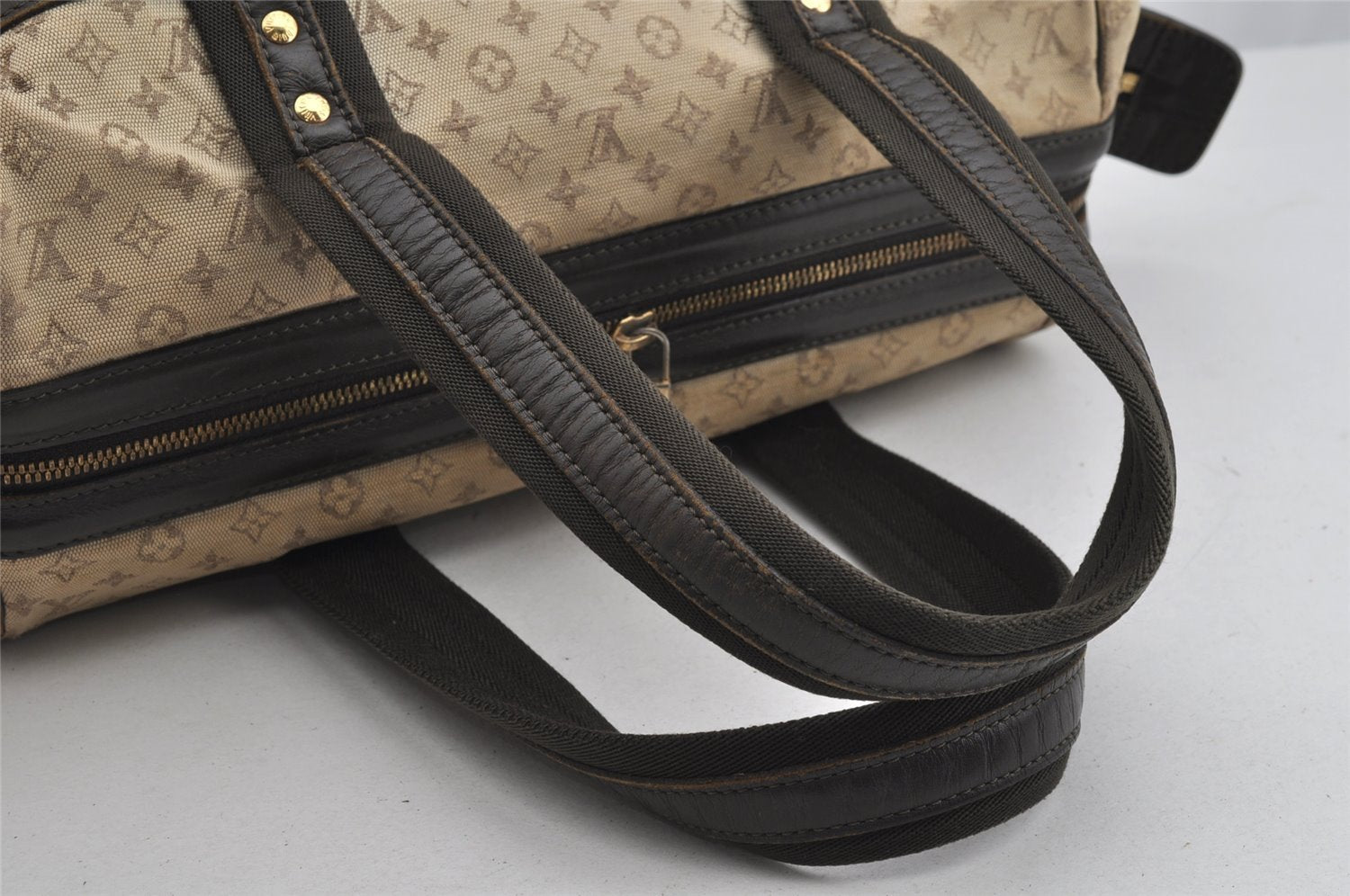 Auth Louis Vuitton Monogram Mini Josephine GM Hand Bag M92310 Khaki Beige 2949I