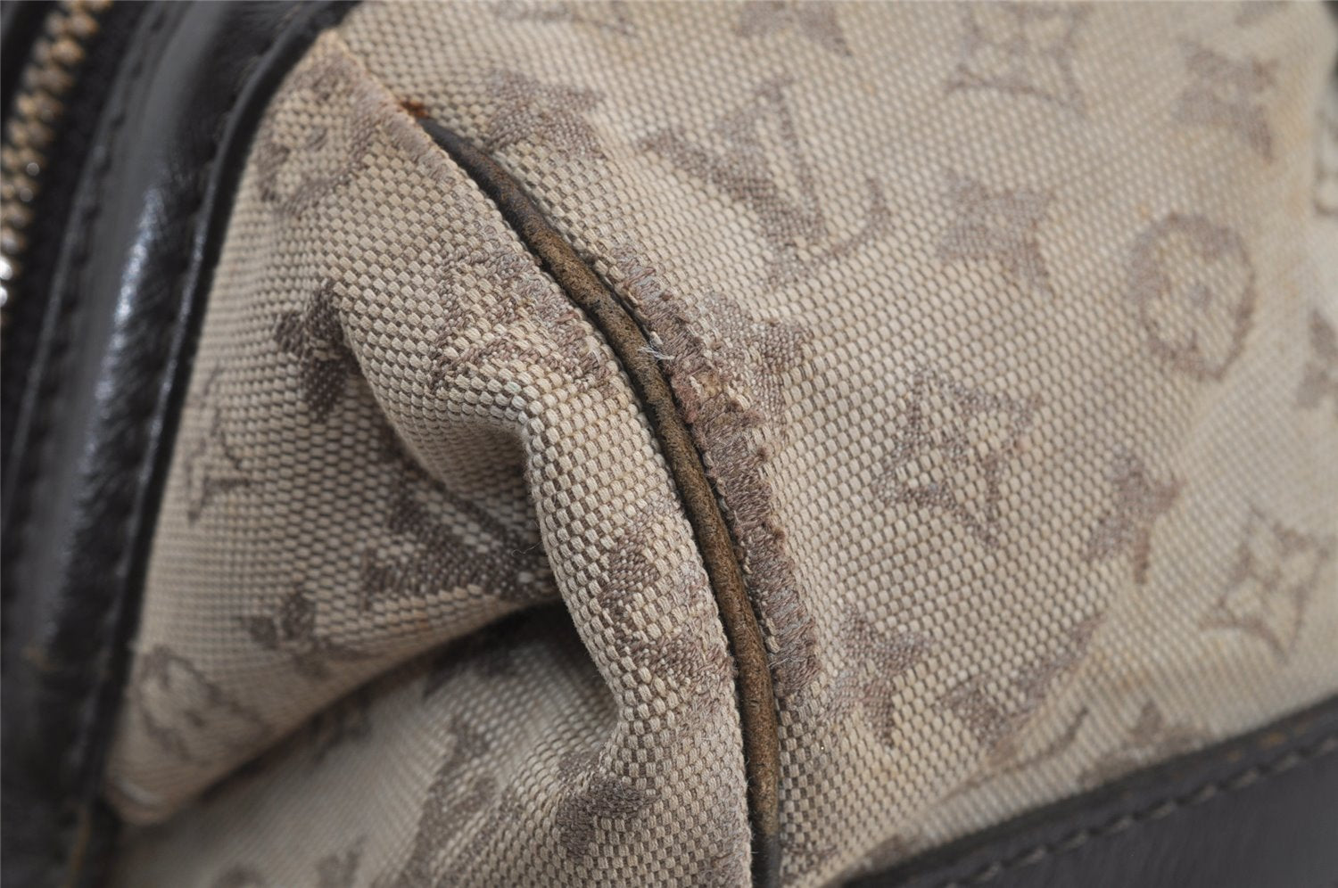 Auth Louis Vuitton Monogram Mini Josephine GM Hand Bag M92310 Khaki Beige 2949I