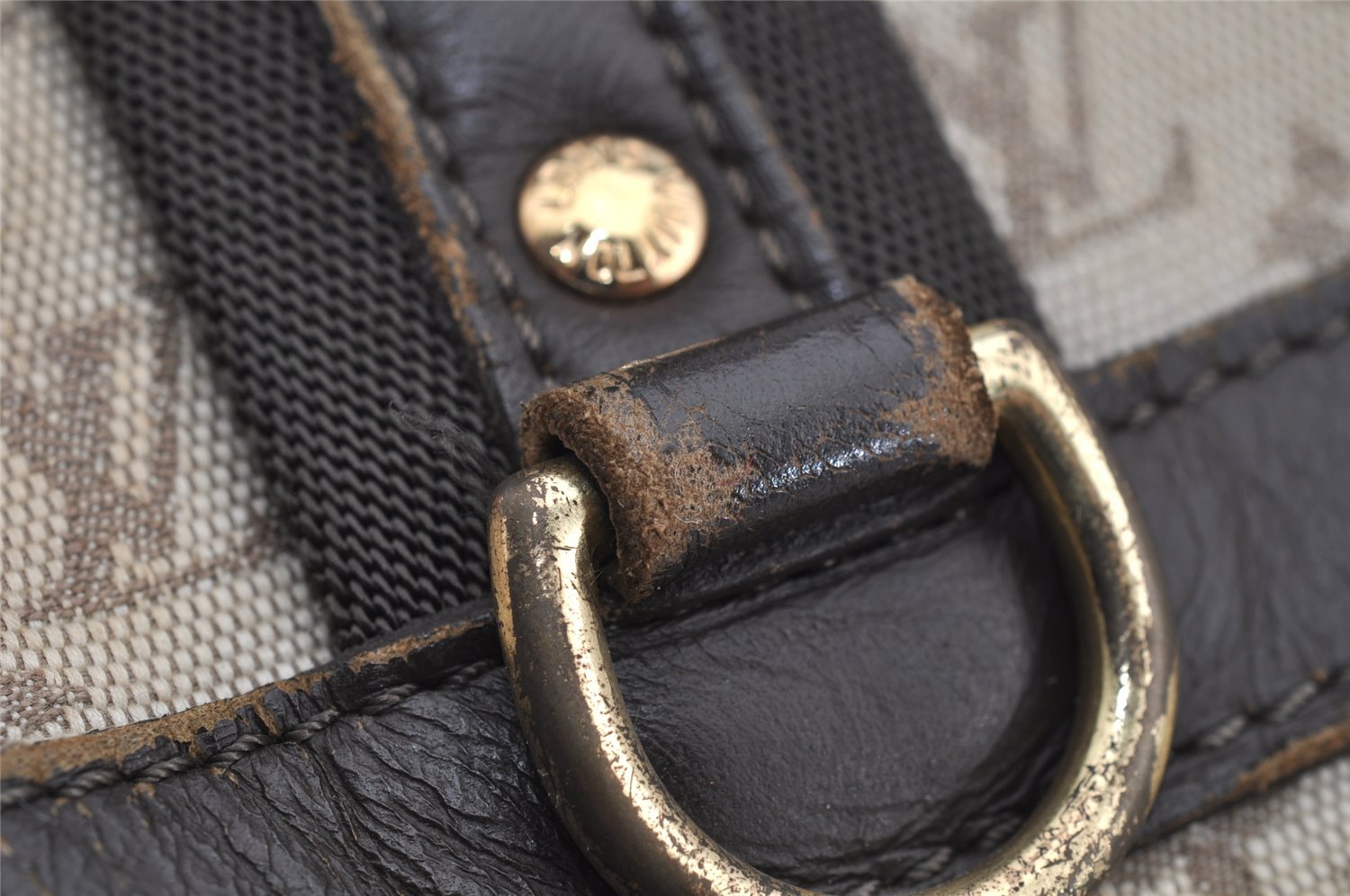 Auth Louis Vuitton Monogram Mini Josephine GM Hand Bag M92310 Khaki Beige 2949I