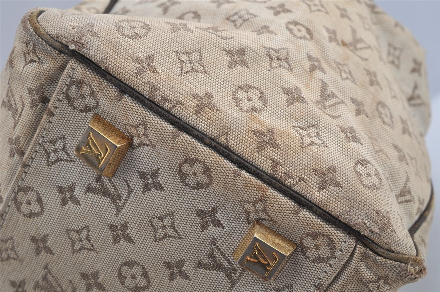 Auth Louis Vuitton Monogram Mini Josephine GM Hand Bag M92310 Khaki Beige 2949I