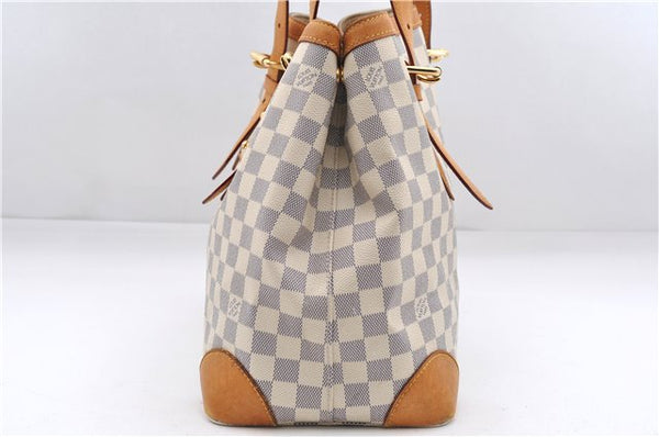 Authentic Louis Vuitton Damier Azur Hampstead MM Shoulder Tote Bag N51206 2950E