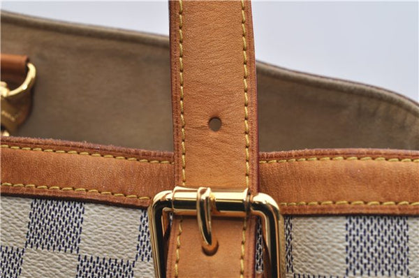 Authentic Louis Vuitton Damier Azur Hampstead MM Shoulder Tote Bag N51206 2950E