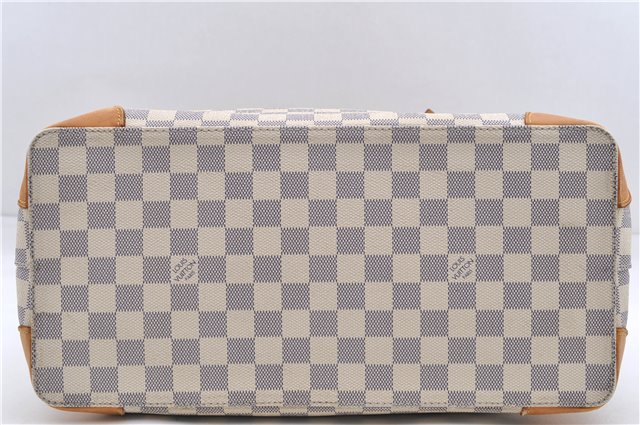 Authentic Louis Vuitton Damier Azur Hampstead MM Shoulder Tote Bag N51206 2950E