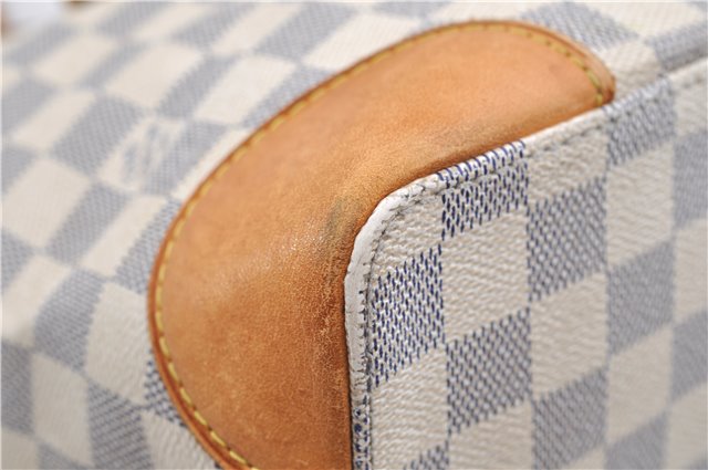 Authentic Louis Vuitton Damier Azur Hampstead MM Shoulder Tote Bag N51206 2950E