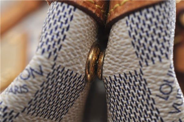 Authentic Louis Vuitton Damier Azur Hampstead MM Shoulder Tote Bag N51206 2950E