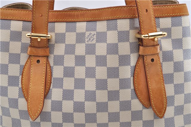 Authentic Louis Vuitton Damier Azur Hampstead MM Shoulder Tote Bag N51206 2950E