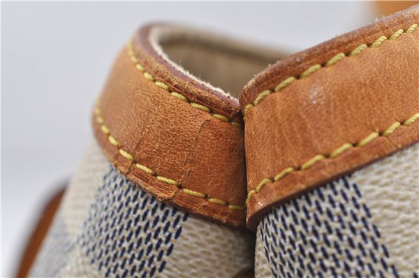 Authentic Louis Vuitton Damier Azur Hampstead MM Shoulder Tote Bag N51206 2950E