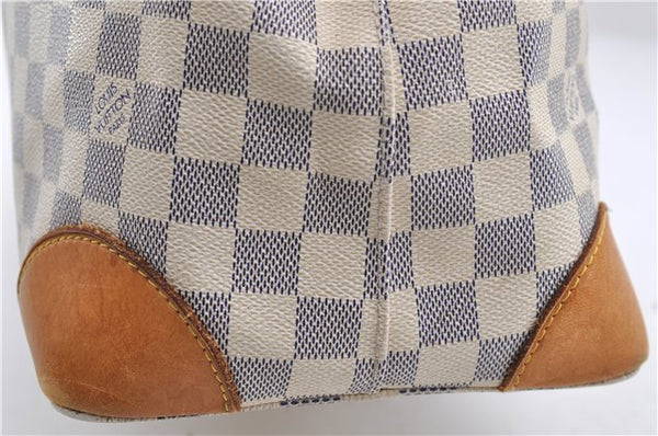 Authentic Louis Vuitton Damier Azur Hampstead MM Shoulder Tote Bag N51206 2950E