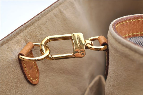 Authentic Louis Vuitton Damier Azur Hampstead MM Shoulder Tote Bag N51206 2950E