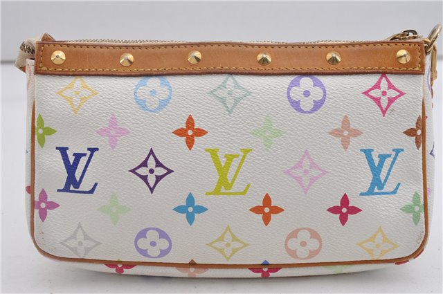 Louis Vuitton Monogram Multicolor Pochette Accessoires Pouch M92649 White 2953F