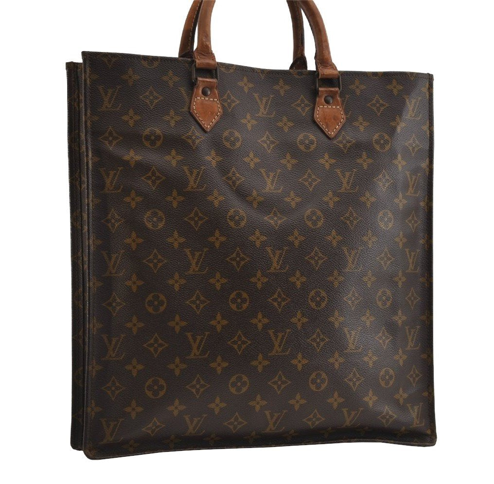 Authentic Louis Vuitton Monogram Sac Plat Hand Tote Bag Old Model LV 2953I