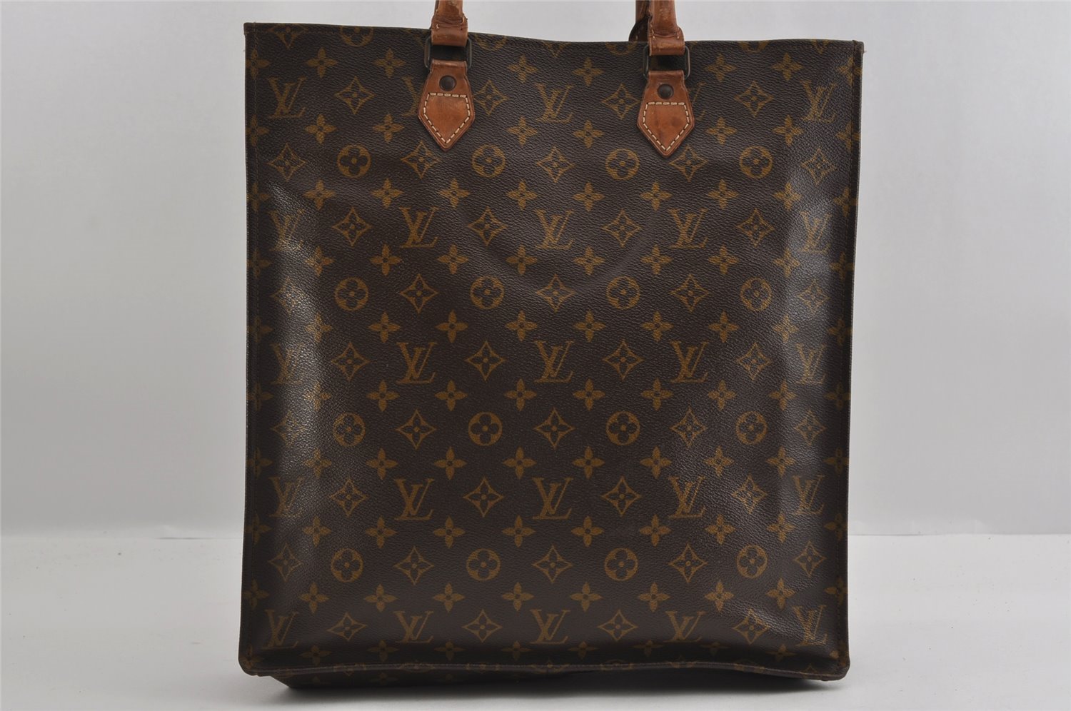 Authentic Louis Vuitton Monogram Sac Plat Hand Tote Bag Old Model LV 2953I