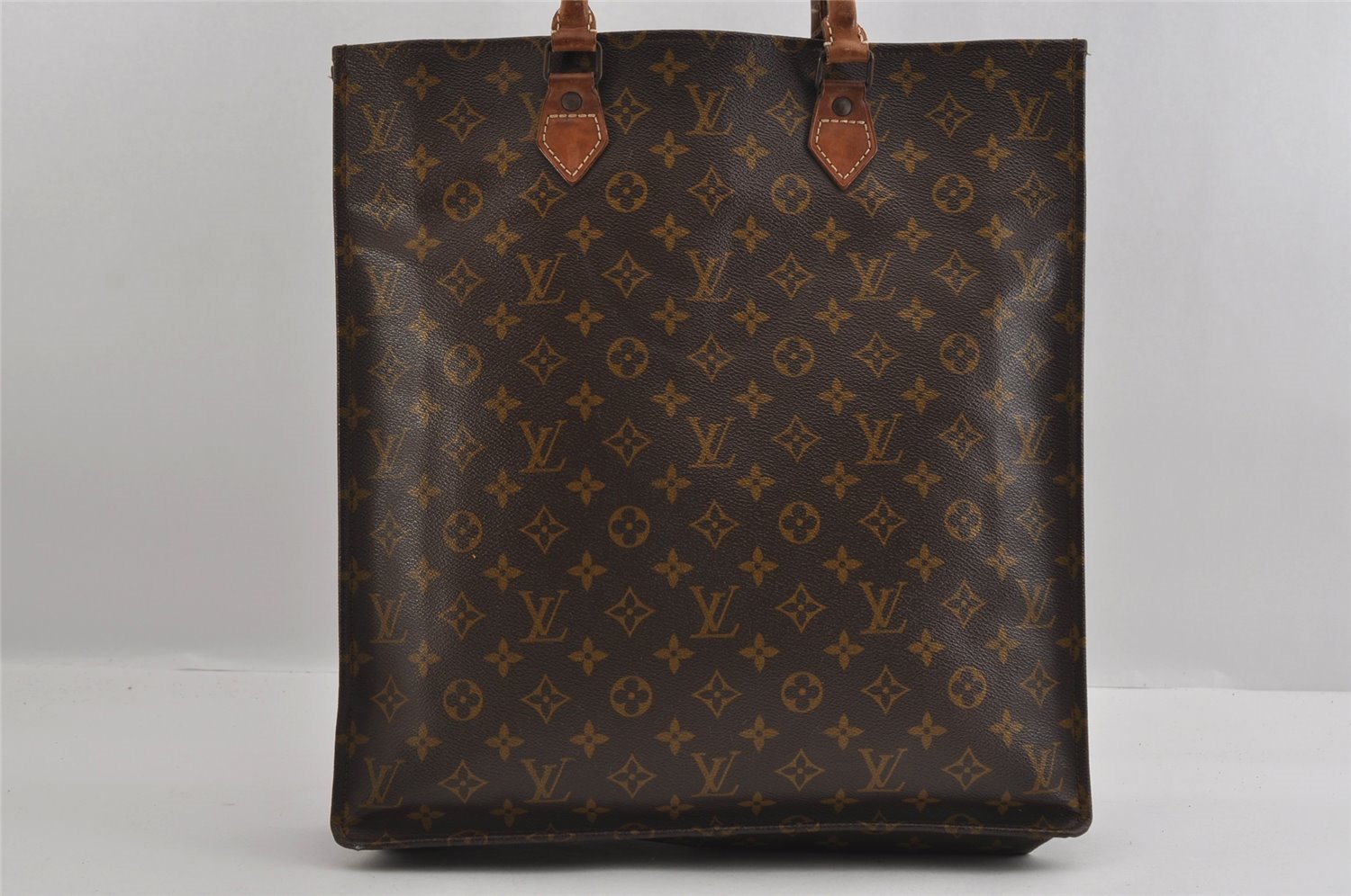 Authentic Louis Vuitton Monogram Sac Plat Hand Tote Bag Old Model LV 2953I