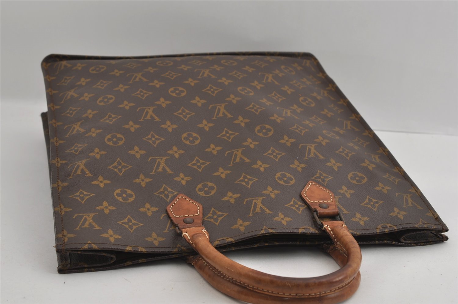 Authentic Louis Vuitton Monogram Sac Plat Hand Tote Bag Old Model LV 2953I