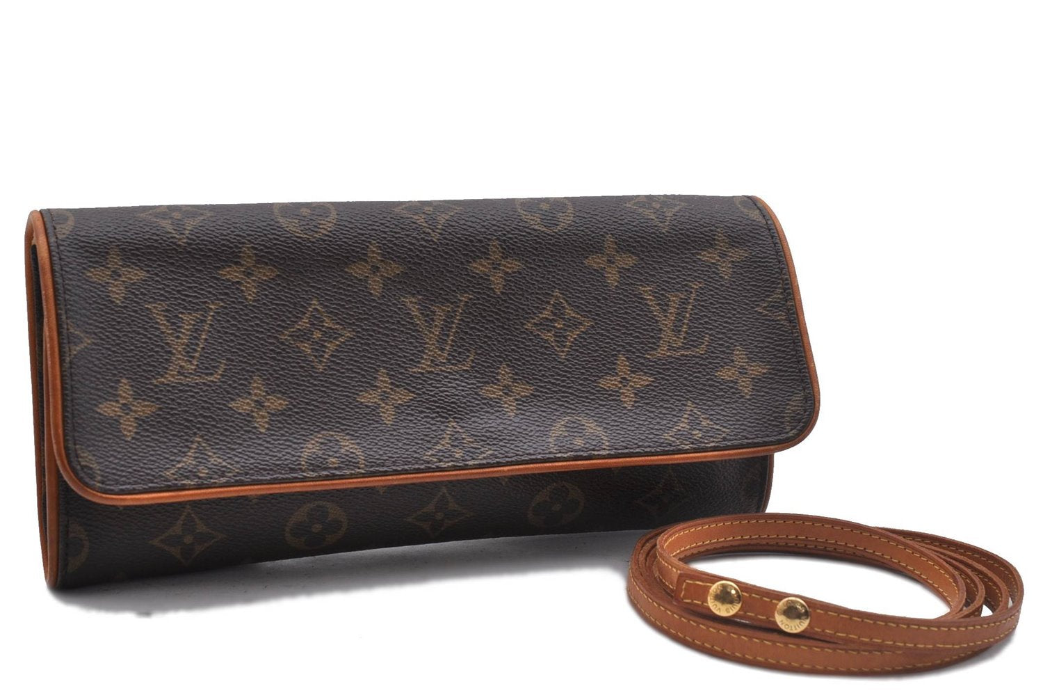 Authentic Louis Vuitton Monogram Pochette Twin GM Shoulder Bag M51852 LV 2955D