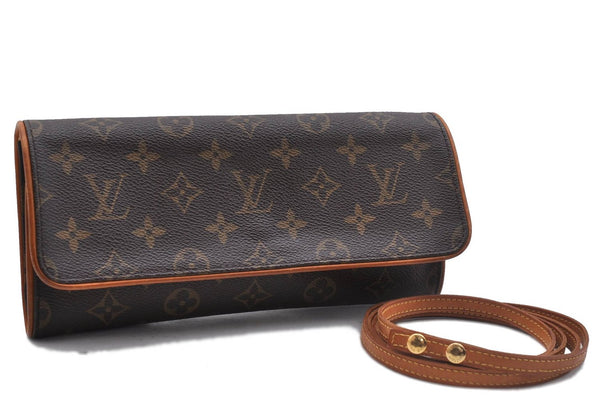 Authentic Louis Vuitton Monogram Pochette Twin GM Shoulder Bag M51852 LV 2955D