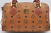 Authentic MCM Visetos Leather Vintage 2Way Shoulder Hand Bag Purse Brown 2957E