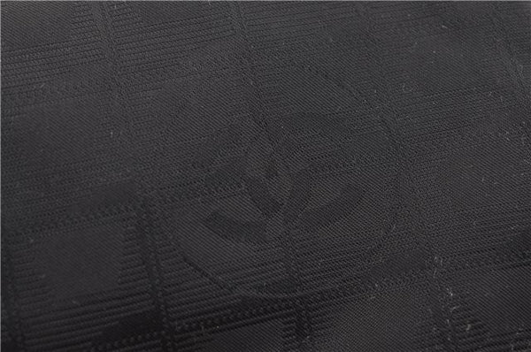 Authentic CHANEL New Travel Line Shoulder Tote Bag Nylon Leather Black 2958E