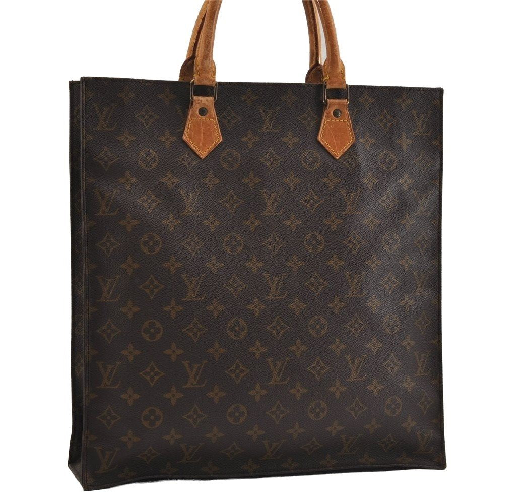 Authentic Louis Vuitton Monogram Sac Plat Hand Tote Bag M51140 LV Junk 2959I